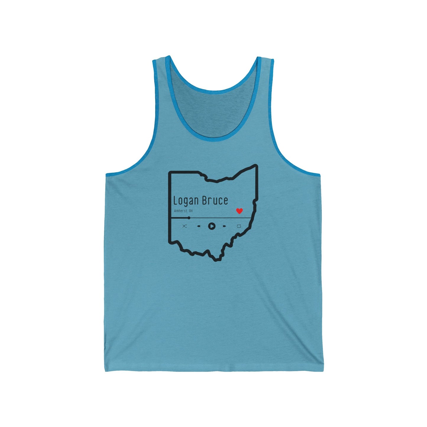 NEW - Unisex Jersey Tank - Logan Bruce Music - Ohio Heart of it All Logo - Sizing Equal to Men's Sizes