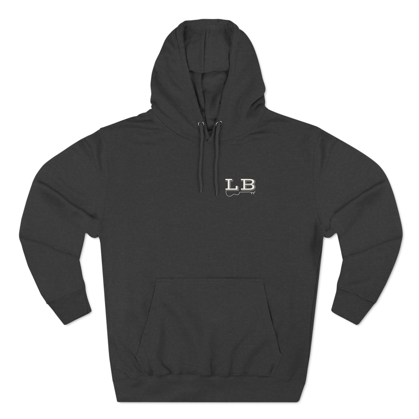 Logan Bruce Music - Unisex Three-Panel Fleece Hoodie - LB Guitar Front/Back Logo (Sizing is equal to men's sizing)