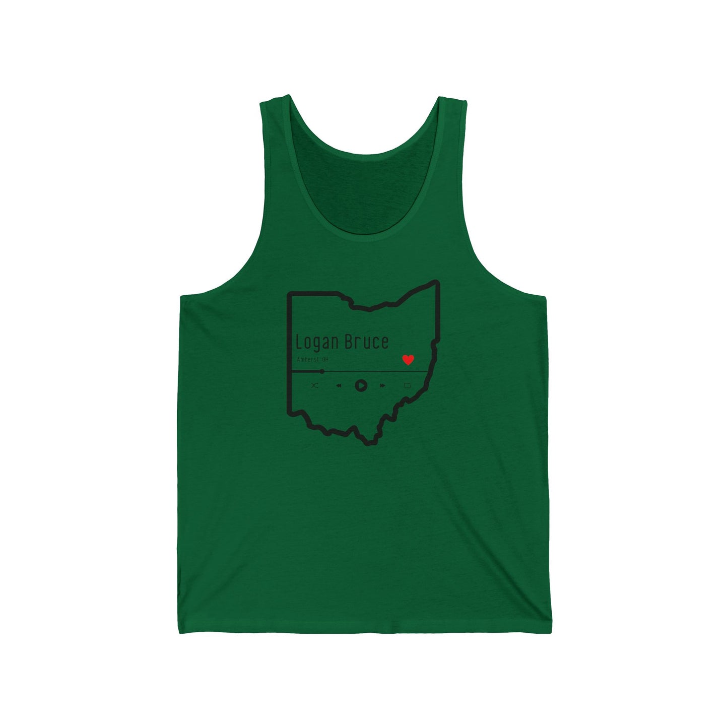 NEW - Unisex Jersey Tank - Logan Bruce Music - Ohio Heart of it All Logo - Sizing Equal to Men's Sizes