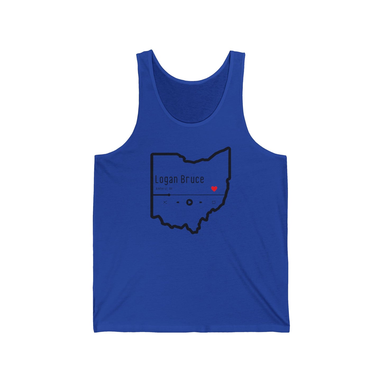 NEW - Unisex Jersey Tank - Logan Bruce Music - Ohio Heart of it All Logo - Sizing Equal to Men's Sizes
