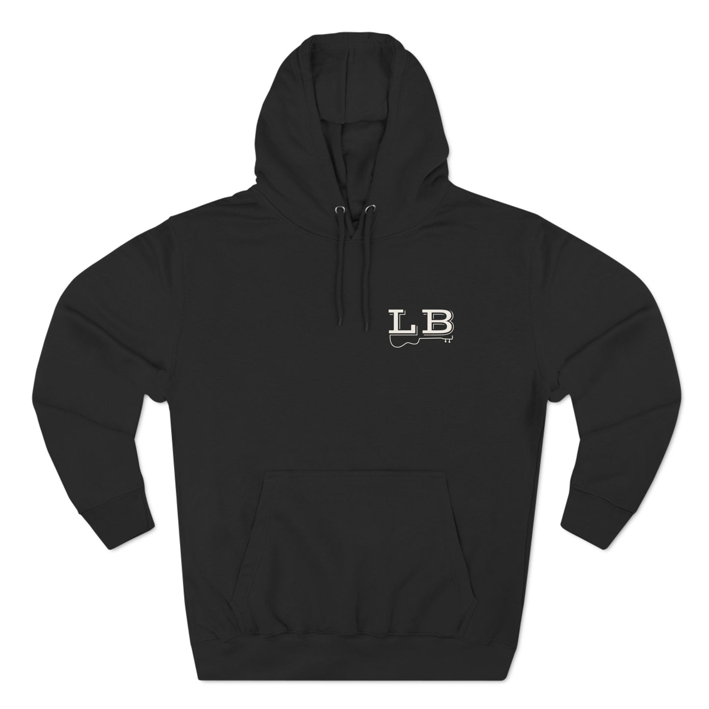 Logan Bruce Music - Unisex Three-Panel Fleece Hoodie - LB Guitar Front/Back Logo (Sizing is equal to men's sizing)