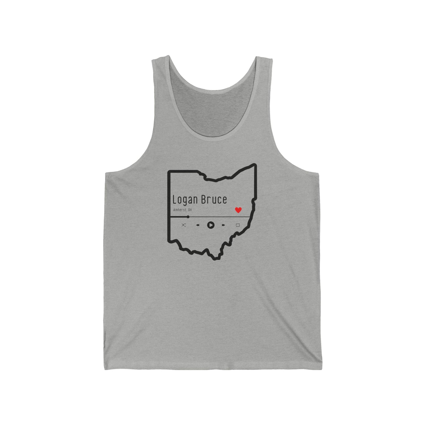 NEW - Unisex Jersey Tank - Logan Bruce Music - Ohio Heart of it All Logo - Sizing Equal to Men's Sizes