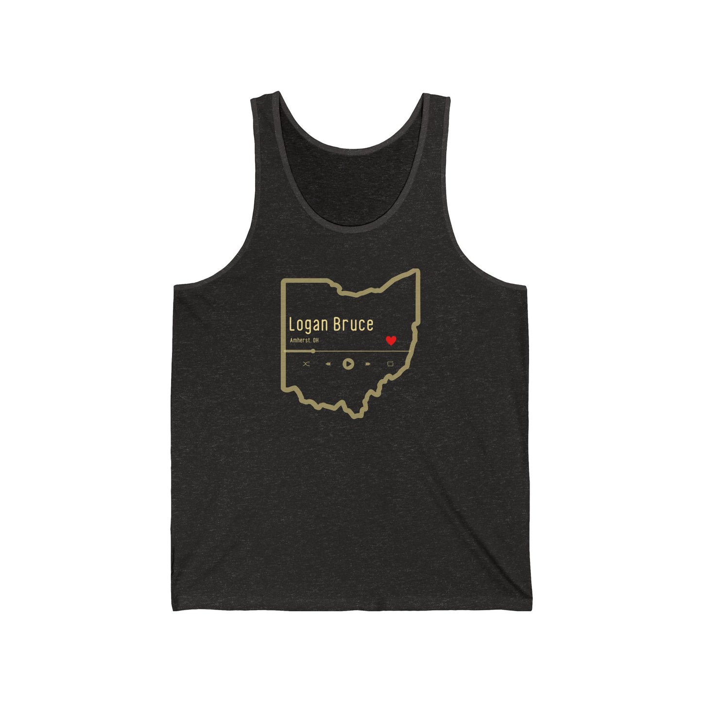 NEW - Unisex Jersey Tank - Logan Bruce Music - Ohio Heart of it All Logo - Sizing Equal to Men's Sizes