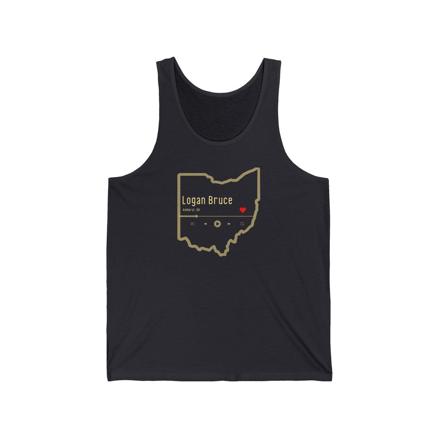NEW - Unisex Jersey Tank - Logan Bruce Music - Ohio Heart of it All Logo - Sizing Equal to Men's Sizes