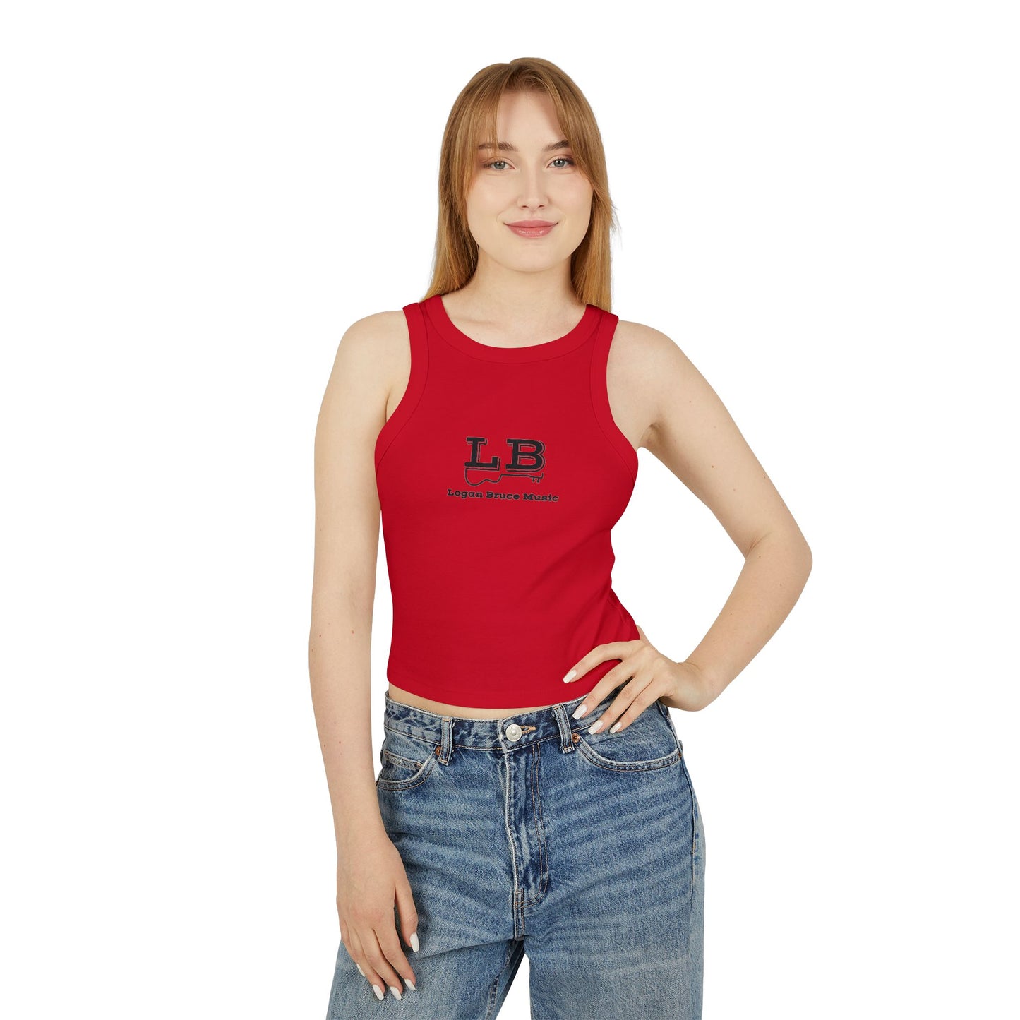 NEW - Women's Micro Rib Racer Tank Top - Logan Bruce Western Logo