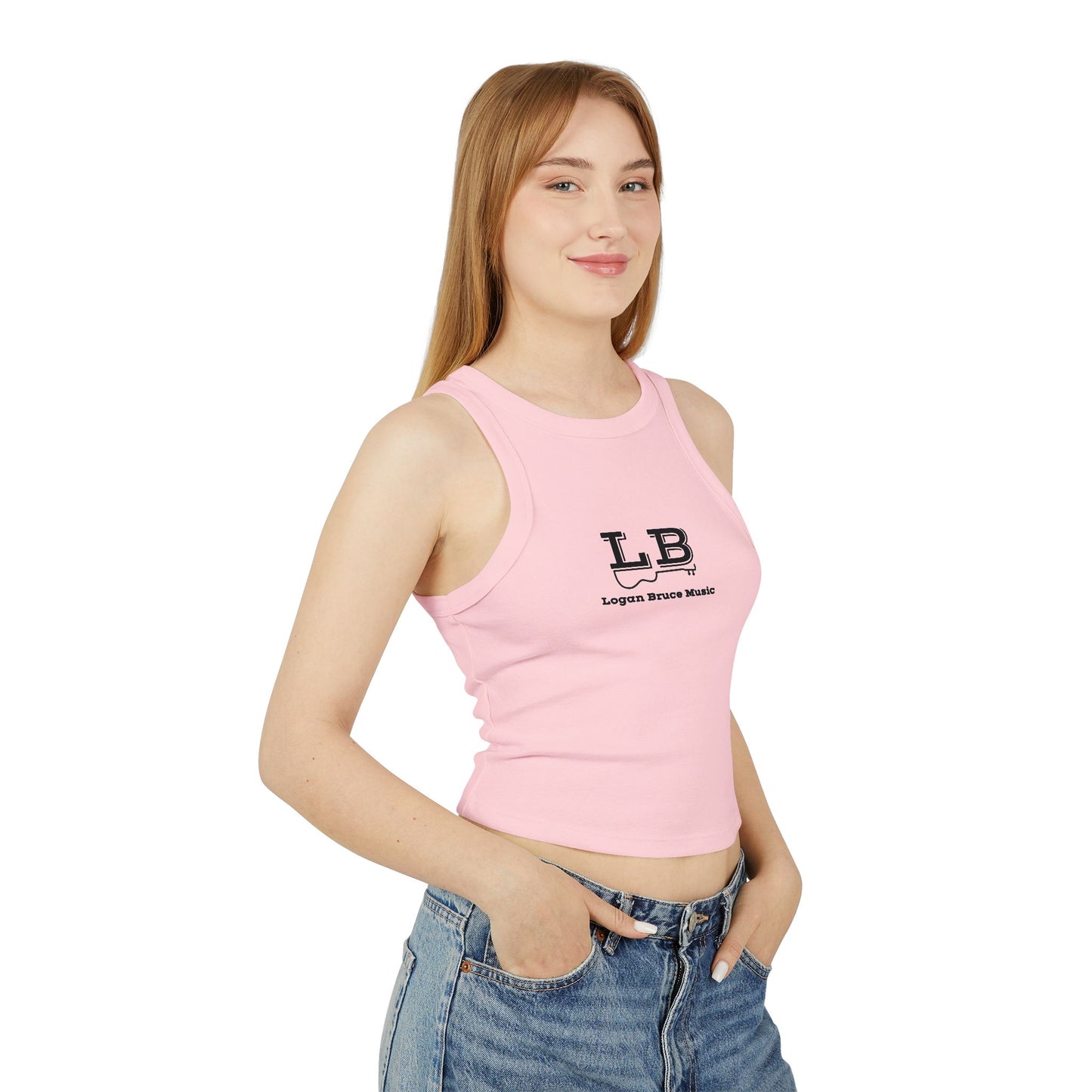 NEW - Women's Micro Rib Racer Tank Top - Logan Bruce Western Logo