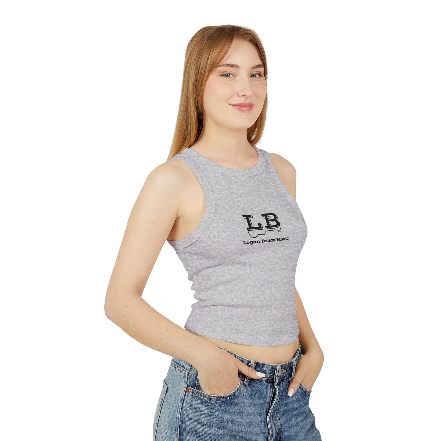 NEW - Women's Micro Rib Racer Tank Top - Logan Bruce Western Logo