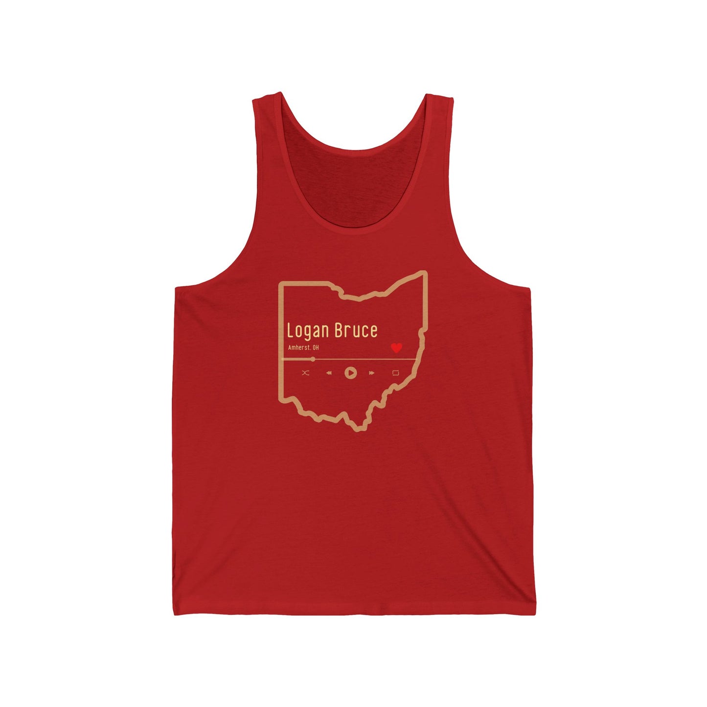 NEW - Unisex Jersey Tank - Logan Bruce Music - Ohio Heart of it All Logo - Sizing Equal to Men's Sizes