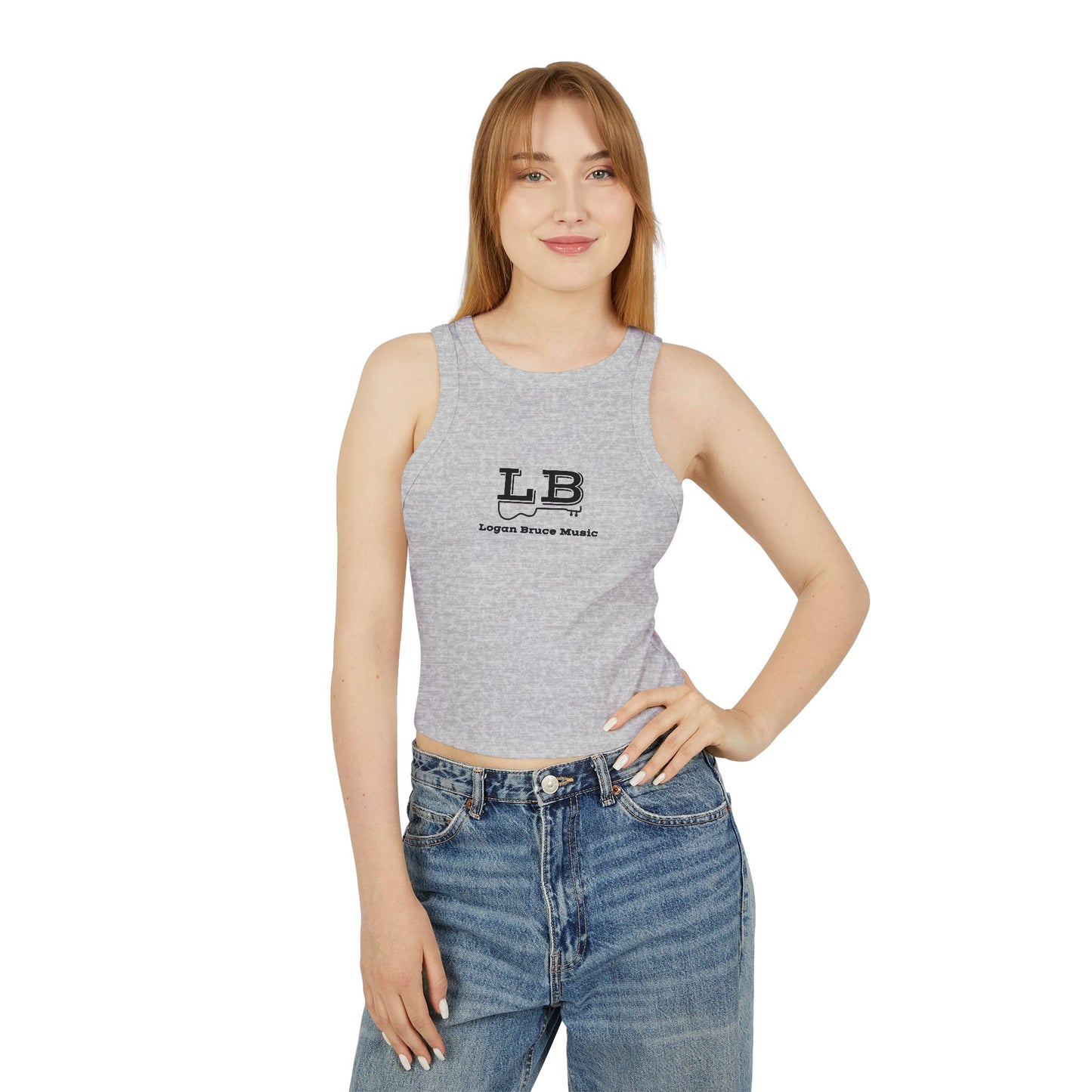 NEW - Women's Micro Rib Racer Tank Top - Logan Bruce Western Logo