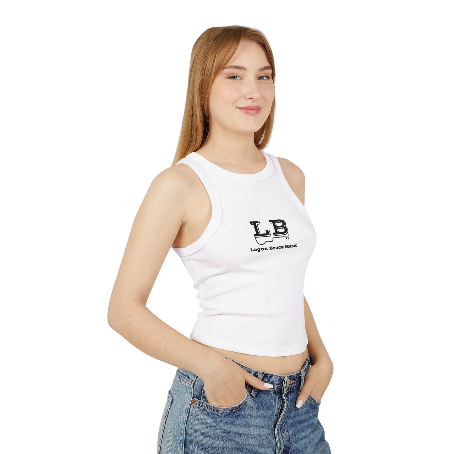 NEW - Women's Micro Rib Racer Tank Top - Logan Bruce Western Logo