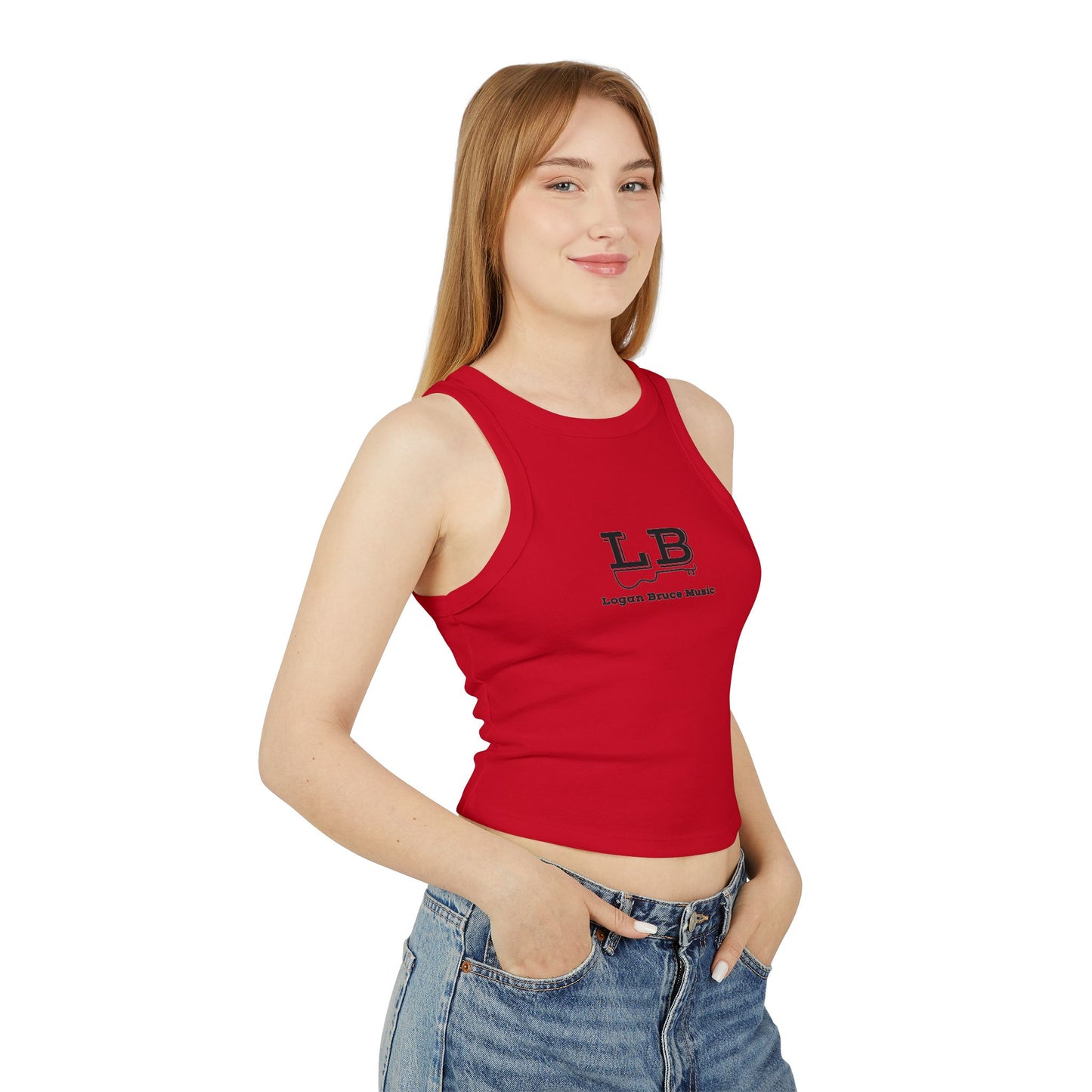 NEW - Women's Micro Rib Racer Tank Top - Logan Bruce Western Logo